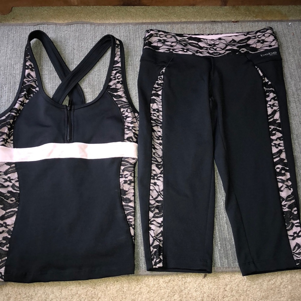 bebe Black Lace Workout Set